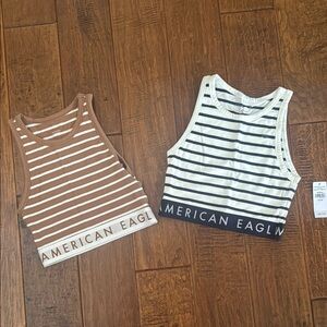 American Eagle Outfitters Striped Tank Tops with elastic band- set of two